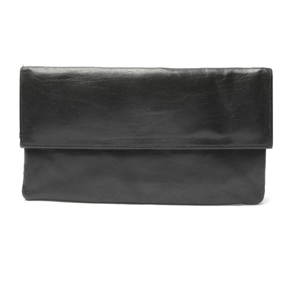 Vintage Cabrelli Faux Leather Fold Over Clutch Bag Black 80s Canada Retro - Picture 1 of 6